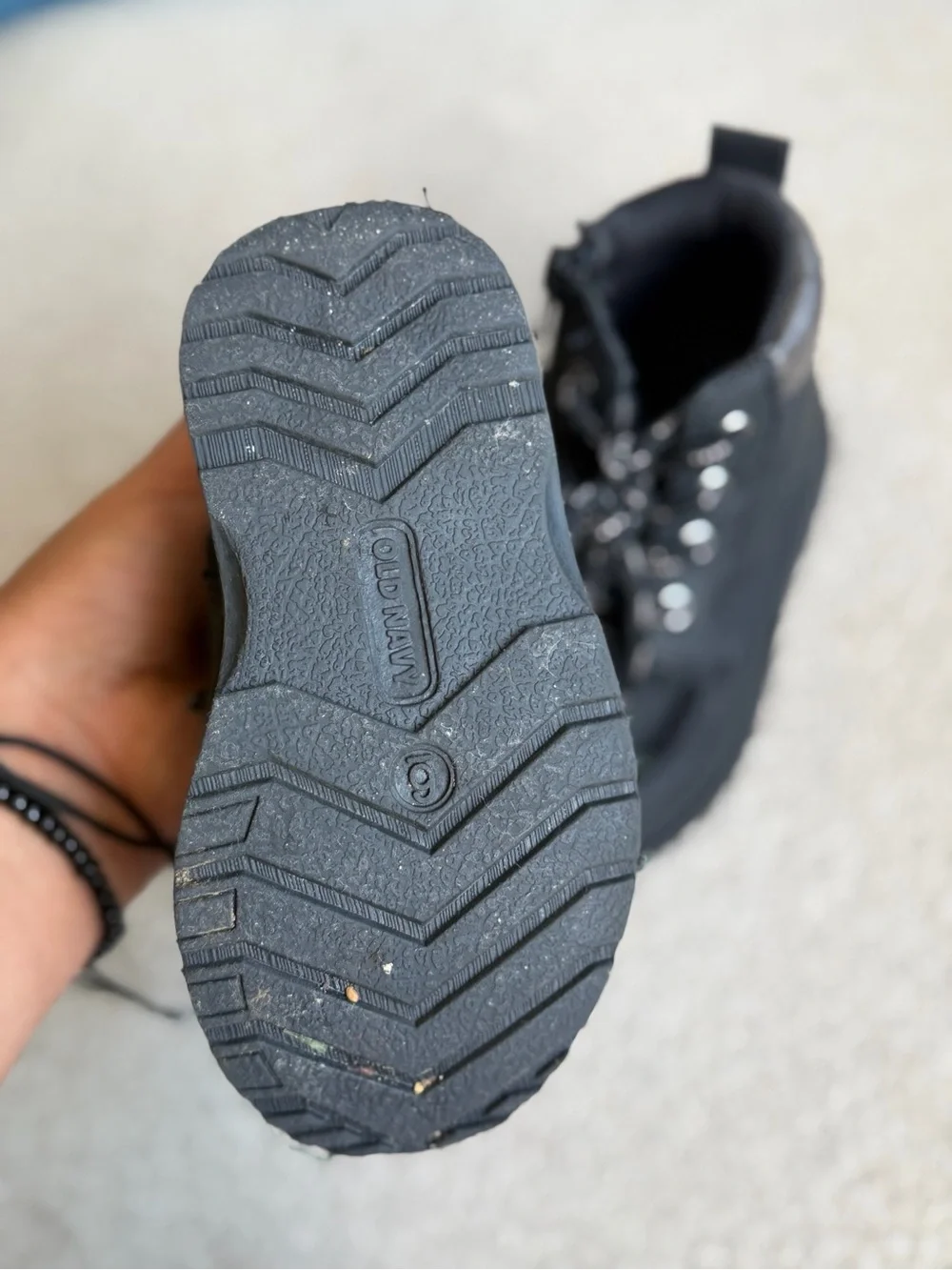 Black Kids Lace-Up Outdoor Boots